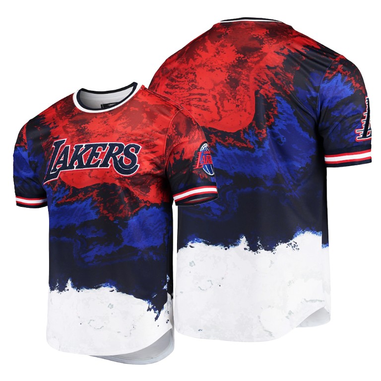 Men's Los Angeles Lakers NBA Americana Dip-Dye Whole New Game Red Basketball T-Shirt UFZ3583LX